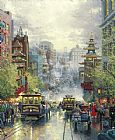 Francisco Canvas Paintings - San Francisco A View Down California Street From Nob Hill